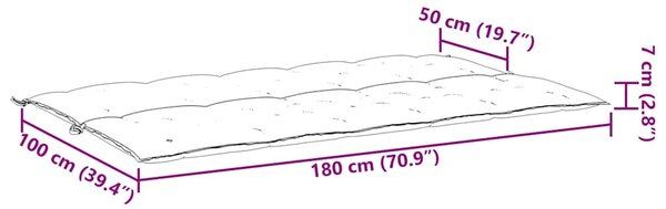 Jastuk za vrtnu klupu jarkozeleni 180x(50+50)x7 cm od tkanine - Svjetlozelena 180 cm 2 Svjetlozelena