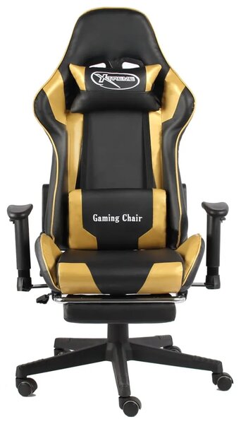 Okretna Gaming stolica s osloncem za noge zlatna PVC - Zlatno 1 Sa naslonom za noge Zlatno