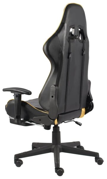 Okretna Gaming stolica s osloncem za noge zlatna PVC - Zlatno 1 Sa naslonom za noge Zlatno