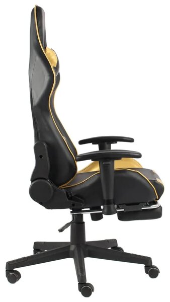 Okretna Gaming stolica s osloncem za noge zlatna PVC - Zlatno 1 Sa naslonom za noge Zlatno