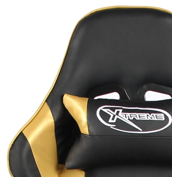 Okretna Gaming stolica s osloncem za noge zlatna PVC - Zlatno 1 Sa naslonom za noge Zlatno