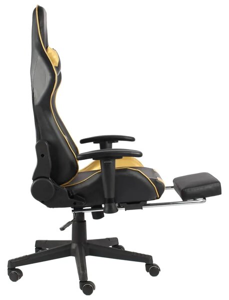 Okretna Gaming stolica s osloncem za noge zlatna PVC - Zlatno 1 Sa naslonom za noge Zlatno