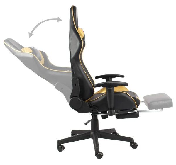 Okretna Gaming stolica s osloncem za noge zlatna PVC - Zlatno 1 Sa naslonom za noge Zlatno