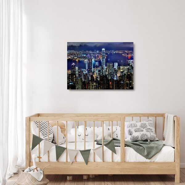 Staklena slika nebodera noću (70x50 cm)