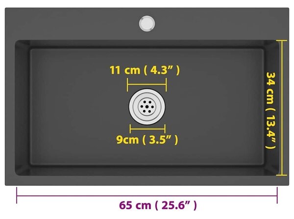 Ručno rađeni kuhinjski sudoper crni od nehrđajućeg čelika - Crna 70 x 44 x 20 cm (s otvorom za slavinu) Crna 70 x 44 x 20 cm (s