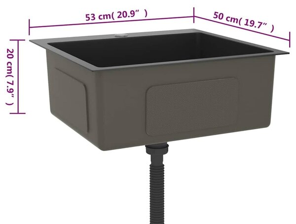 Ručno rađeni kuhinjski sudoper crni od nehrđajućeg čelika - Crna 53 x 50 x 20 cm Crna 53 x 50 x 20 cm