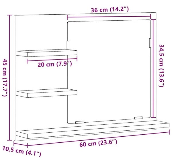 Kupaonsko ogledalo bijelo 60 x 10 5 x 45 cm konstruirano drvo - Bijela 1 Bijela