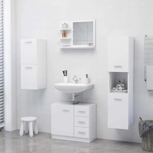 Kupaonsko ogledalo bijelo 60 x 10 5 x 45 cm konstruirano drvo - Bijela 1 Bijela
