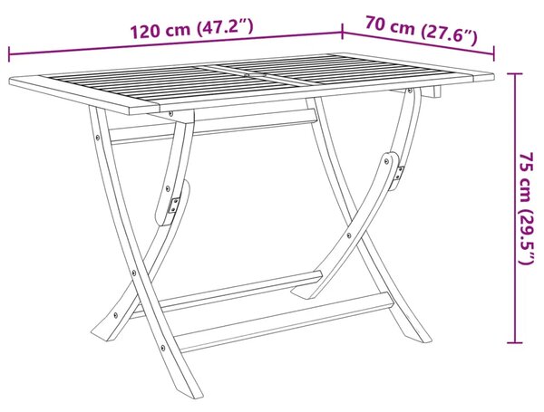 Sklopivi vrtni stol 120 x 70 x 75 cm masivno bagremovo drvo - Smeđa 120 x 70 x 75 cm 1 Smeđa