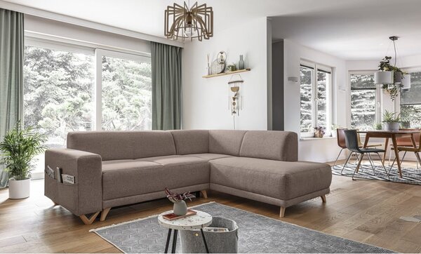 Smeđa sklopiva/s prostorom za odlaganje kutna garnitura (s desnim kutom/u obliku slova L) Classy Sophie – Miuform