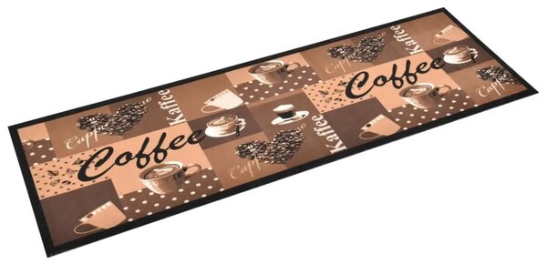 Kuhinjski tepih s uzorkom kave perivi smeđi 45 x 150 cm - smeđa s natpisom coffee 45 x 150 cm 1 smeđa s natpisom coffee