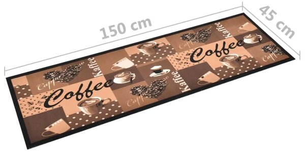 Kuhinjski tepih s uzorkom kave perivi smeđi 45 x 150 cm - smeđa s natpisom coffee 45 x 150 cm 1 smeđa s natpisom coffee