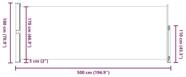 Uvlačiva bočna tenda za terasu 180 x 500 cm crvena - Crvena 180 x 500 cm 1 Crvena