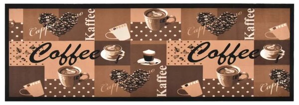 Kuhinjski tepih s uzorkom kave perivi smeđi 45 x 150 cm - smeđa s natpisom coffee 45 x 150 cm 1 smeđa s natpisom coffee