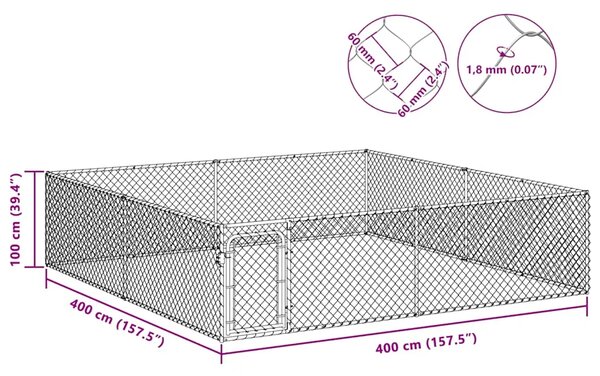 Vanjski kavez za pse od pocinčanog čelika 4 x 4 x 1 m - 4 x 4 x 1 m 1 4 x 4 x 1 m