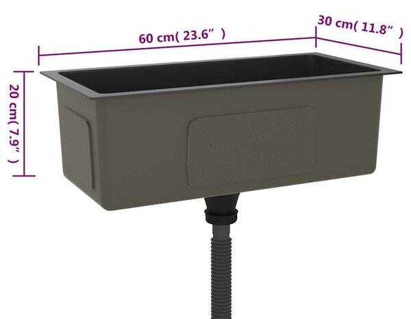 Ručno rađeni kuhinjski sudoper crni od nehrđajućeg čelika - Crna 60 x 30 x 20 cm Crna 60 x 30 x 20 cm