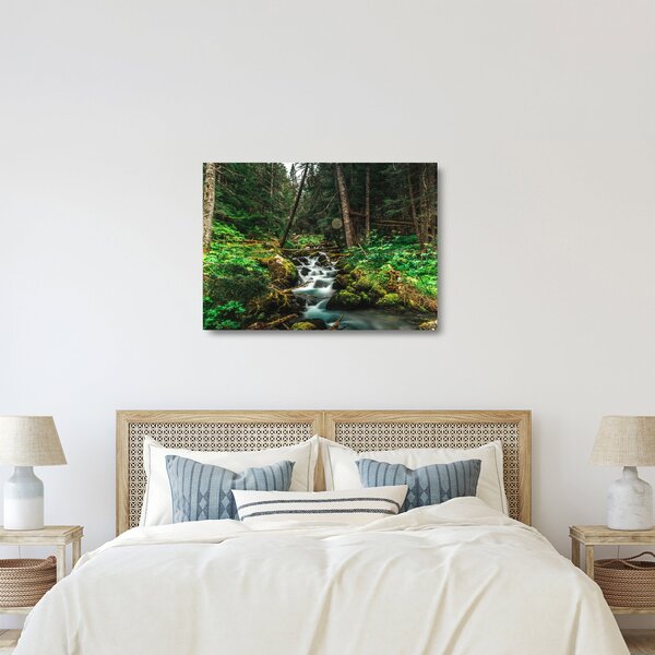 Staklena slika potoka u šumi (70x50 cm)