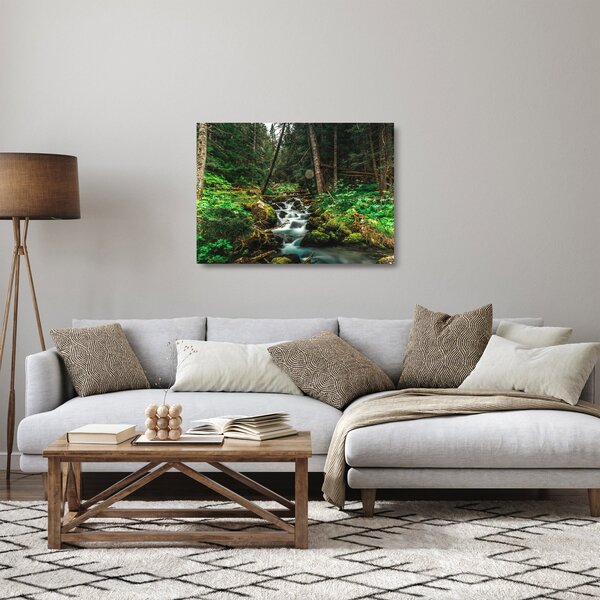 Staklena slika potoka u šumi (70x50 cm)