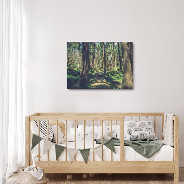 Staklena slika staze između drveća (70x50 cm)