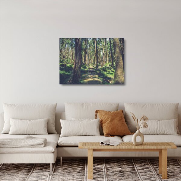 Staklena slika staze između drveća (70x50 cm)