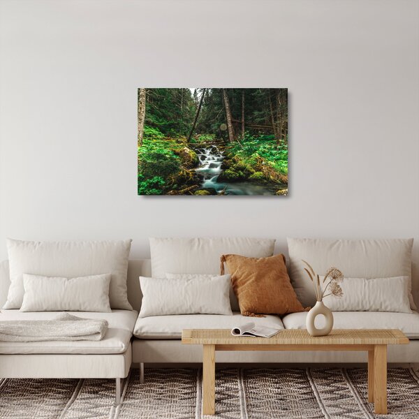 Staklena slika potoka u šumi (70x50 cm)