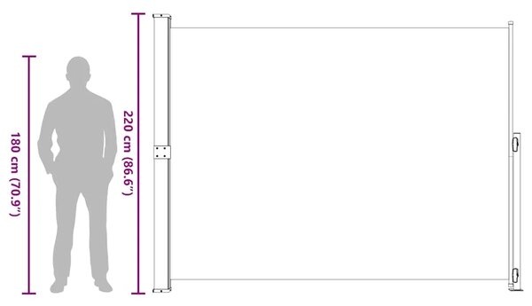 Uvlačiva bočna tenda za terasu 220 x 314 cm krem - Krema 220 x 300 cm 1 Krema