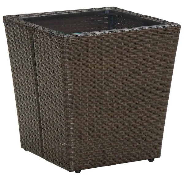 Stolić za kavu smeđi 41 5x41 5x44 cm poliratan i kaljeno staklo - Smeđa 1 Stakl Smeđa