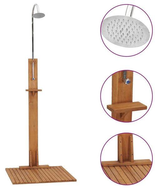 Vrtni tuš 75 x 75 x 210 cm od masivne tikovine
