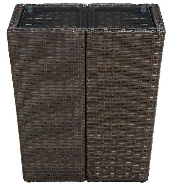 Stolić za kavu smeđi 41 5x41 5x44 cm poliratan i kaljeno staklo - Smeđa 1 Stakl Smeđa