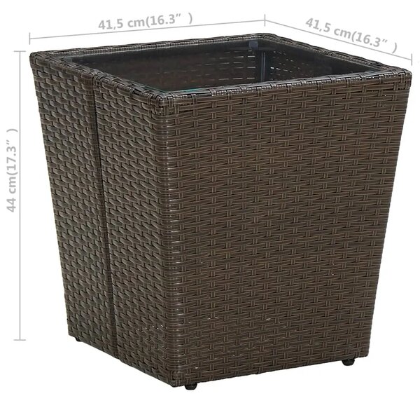 Stolić za kavu smeđi 41 5x41 5x44 cm poliratan i kaljeno staklo - Smeđa 1 Stakl Smeđa