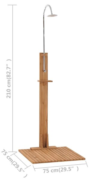 Vrtni tuš 75 x 75 x 210 cm od masivne tikovine