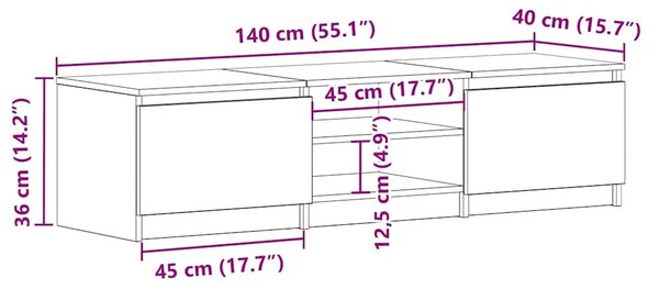 TV ormarić boja betona 140 x 40 x 35 5 cm konstruirano drvo - Beton siva 1 Beton siva