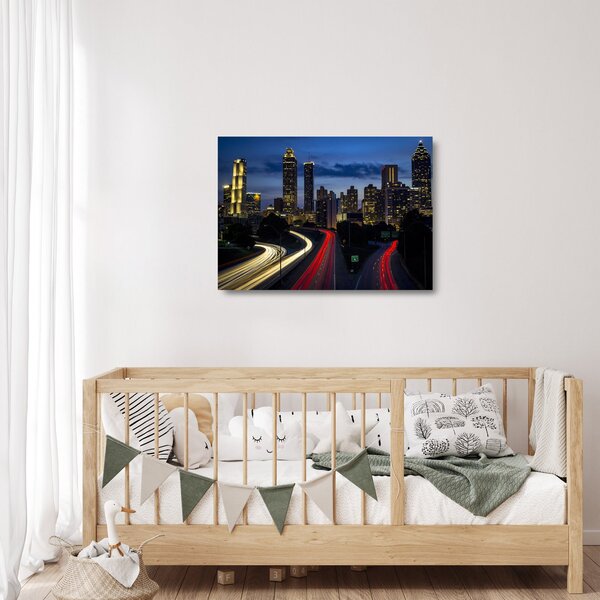 Staklena slika noćnog grada (70x50 cm)