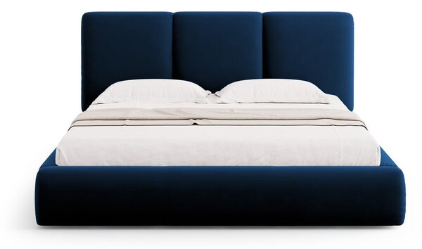 Tamno plavi baršunasti tapecirani bračni krevet s prostorom za odlaganje s podnicom 200x200 cm Brody – Mazzini Beds