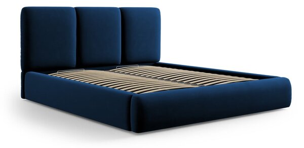 Tamno plavi baršunasti tapecirani bračni krevet s prostorom za odlaganje s podnicom 200x200 cm Brody – Mazzini Beds