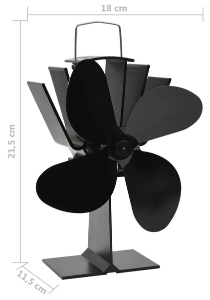 Ventilator za peć na toplinski pogon s 4 lopatice crni - 18 x 11 5 x 21 5 cm (4 lopatice) 18 x 11 5 x 21 5 cm (4 lopatice)
