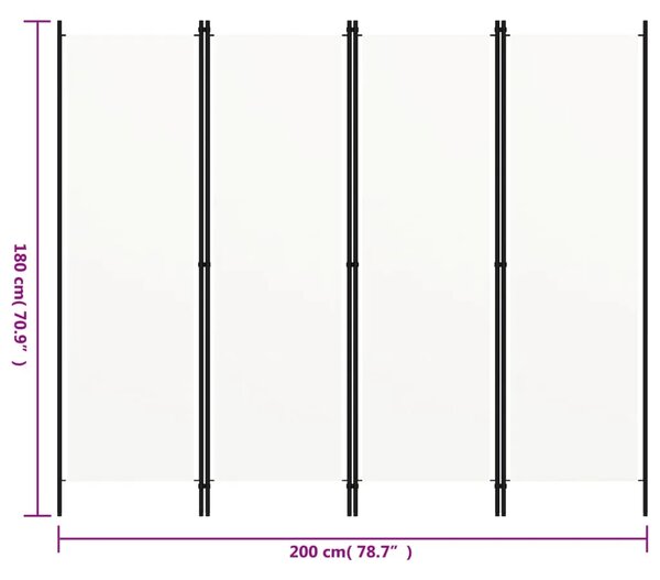 Paravan - Sobna pregrada s 4 panela bijela 200 x 180 cm - Bijela 4 1 Bijela
