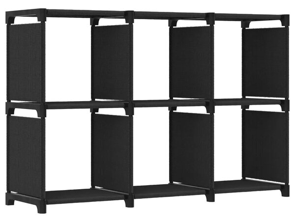 Police za izlaganje sa 6 kocki od tkanine 103x30x72 5 cm crne - Crna 6 kocki 1 Bez kutija