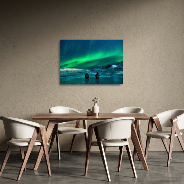 Staklena slika ljudi pri polarnoj svijetolosti (70x50 cm)