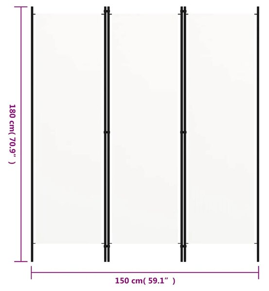 Paravan - Sobna pregrada s 3 panela bijela 150 x 180 cm - Bijela 3 1 Bijela