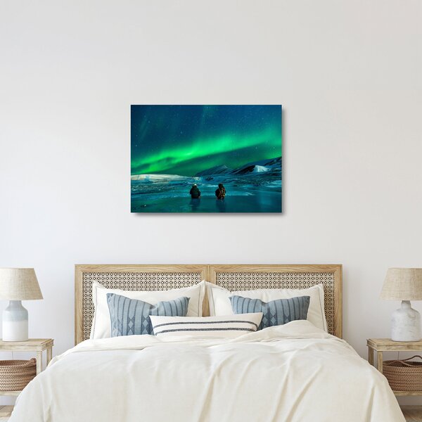 Staklena slika ljudi pri polarnoj svijetolosti (70x50 cm)