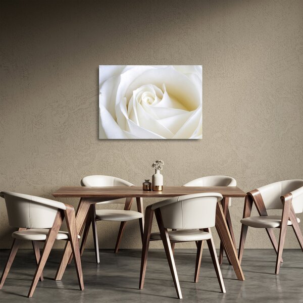 Staklena slika bijele ruže (70x50 cm)