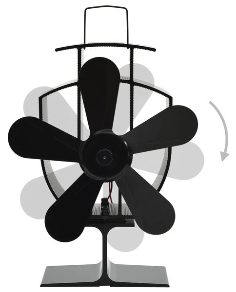 Ventilator za peć na toplinski pogon s 5 lopatica crni - 16 5 x 8 x 22 5 cm (5 lopatica) 16 5 x 8 x 22 5 cm (5 lopatica)