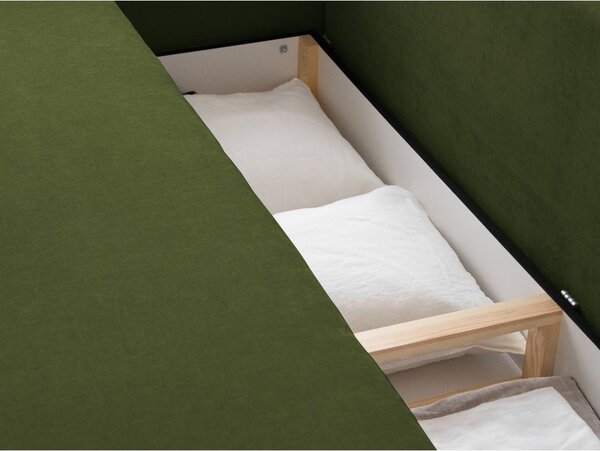 Zelena sklopiva/s prostorom za odlaganje sofa 231 cm Elen – Micadoni