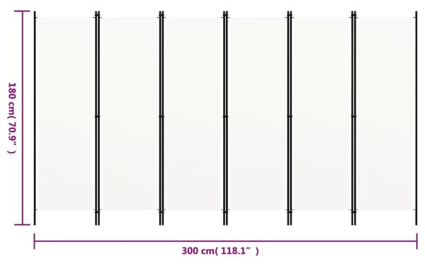 Paravan - Sobna pregrada sa 6 panela bijela 300 x 180 cm - Bijela 6 1 Bijela