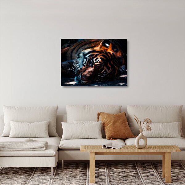 Staklena slika ležećeg tigra (70x50 cm)