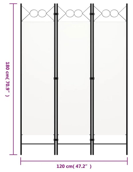 Paravan - Sobna pregrada s 3 panela bijela 120 x 180 cm - Bijela 3 1 Bijela