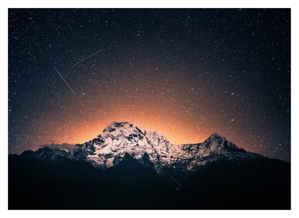 Staklena slika zvjezdanog neba s planinama (70x50 cm)