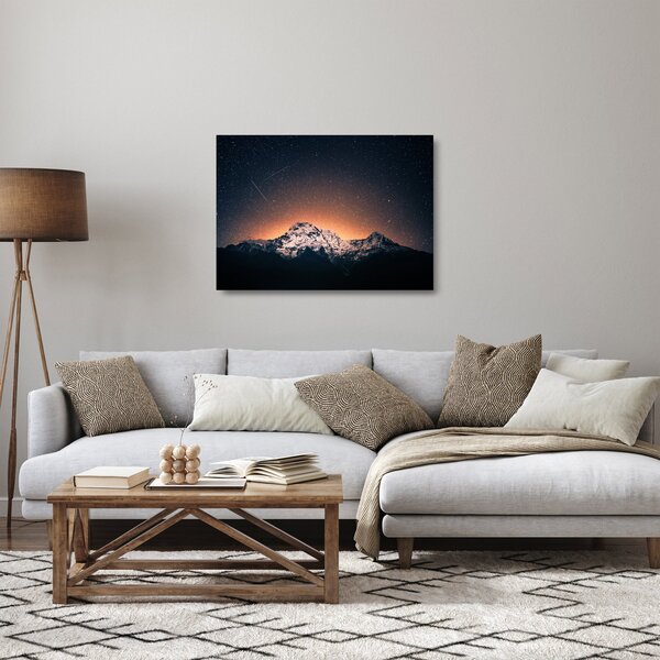 Staklena slika zvjezdanog neba s planinama (70x50 cm)