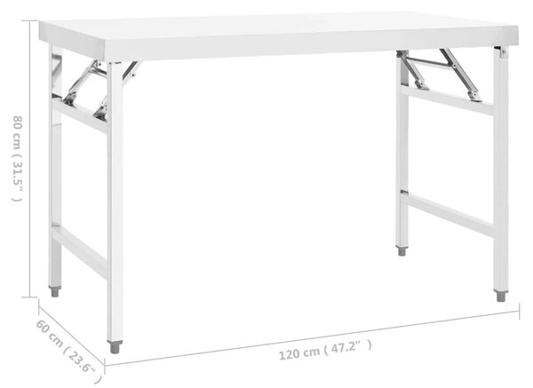 Sklopivi kuhinjski radni stol 120 x 60 x 80 cm nehrđajući čelik - 120 x 60 x 80 cm 1 120 x 60 x 80 cm